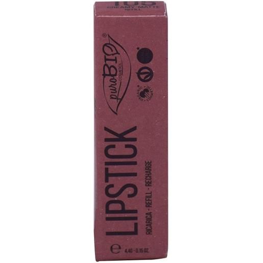 PuroBio Cosmetics puro. Bio creamy matte lipstick ricarica rossetto semi opaco n. 105 pesca nude