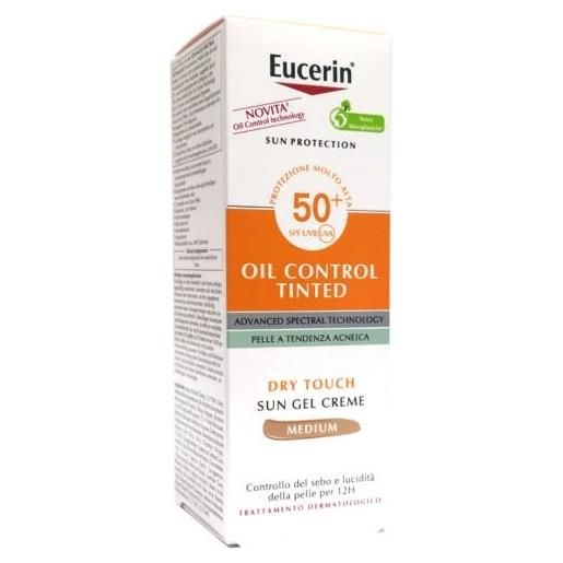 Eucerin oil control tinted gel creme spf50+ colore medium pelle a tendenza acneica 50 ml