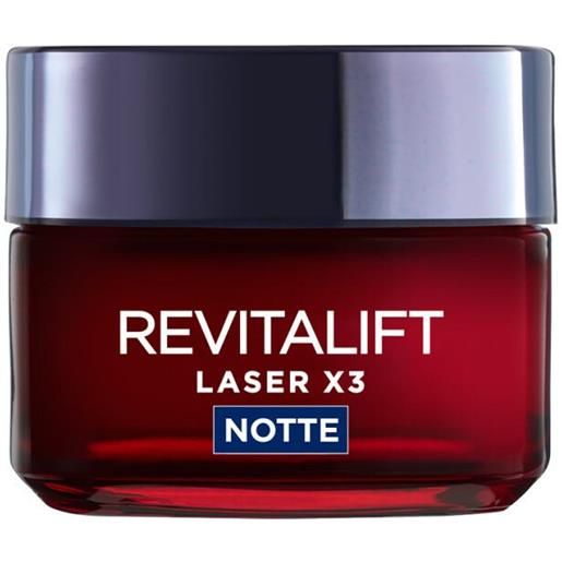 L'Oréal Paris crema viso notte revitalift laser x3 azione antirughe anti-età con acido ialuronico e pro-xylane 50 ml