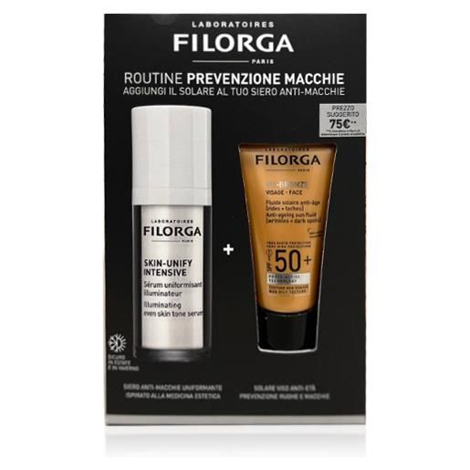 Filorga cofanetto zero macchie siero skin-unify anti-macchie 30 ml e protezione solare 50+ 40 ml
