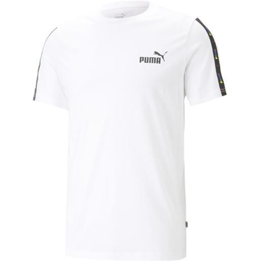 T-shirt maglia maglietta uomo puma bianco ess tape love is lov cotone 673363-02