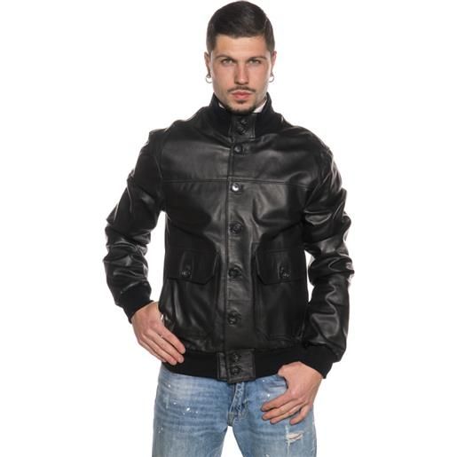 Leather Trend u03 bis - bomber uomo nero in vera pelle