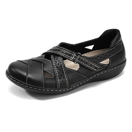 FUSHITON mocassini da donna flats slip-on moda scarpe casual pelle scarpe da barca sandali pantofole punta rotonda per ragazze grandi