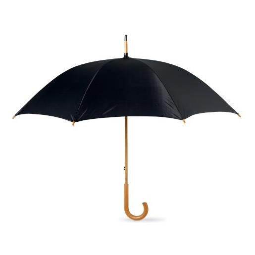 eBuyGB 1269813 - ombrello classico con manico in legno, apertura manuale per matrimonio, nero (nero) - 1269803