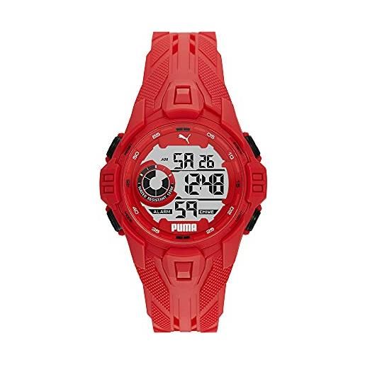 Puma orologio uomo, bold, movimento digitale, cassa in poliuretano rosso 45 mm con cinturino in poliuretano, p5040