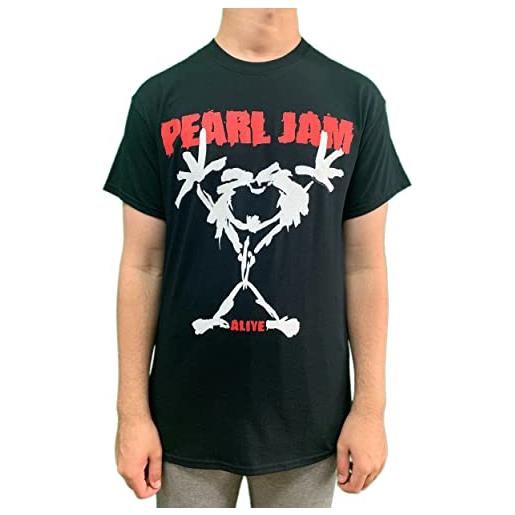 Pearl Jam stickman uomo t-shirt nero xl 100% cotone regular