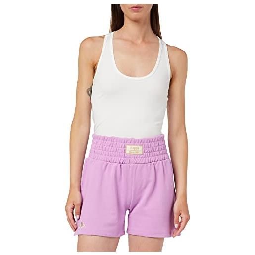 Kappa authentic samael organic, pantaloncini donna, bianco/rosa, xl