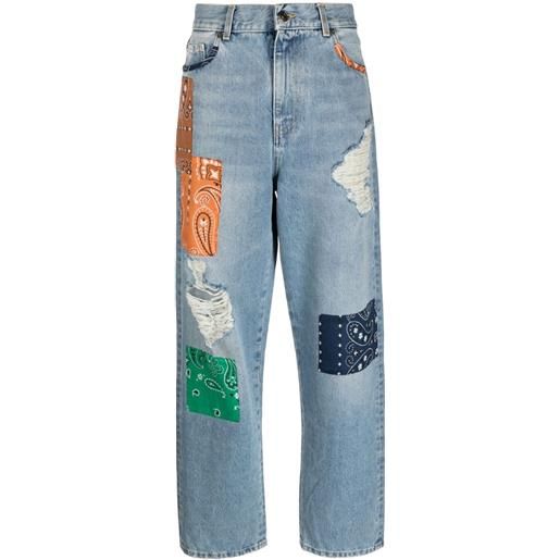 Alanui jeans california con dettaglio patchwork - blu