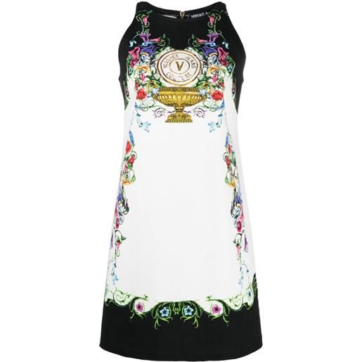 Versace Jeans Couture abito corto v-emblem garden - bianco