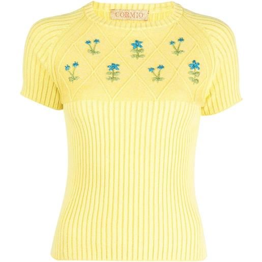 CORMIO t-shirt con ricamo - giallo