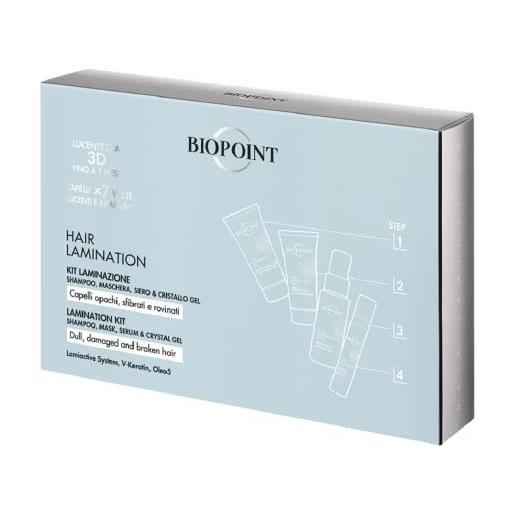Biopoint hair lamination - kit laminazione per capelli sfibrati e danneggiati, trattamento in 4 step, dona idratazione, morbidezza e luminosità effetto specchio