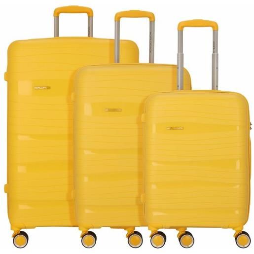 Worldpack miami 4 ruote set di valigie 3 pezzi giallo