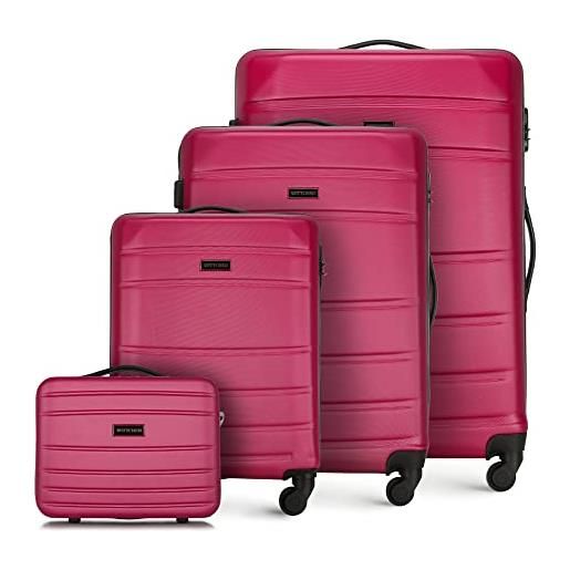 WITTCHEN valigia da viaggio bagaglio a mano valigia da cabina valigia rigida in abs con 4 ruote girevoli serratura a combinazione maniglia telescopica globe line set di 4 valigie rosa