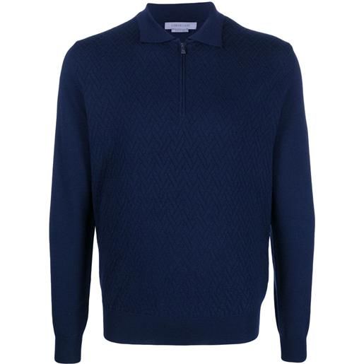 Corneliani maglione modello polo a maniche lunghe - blu