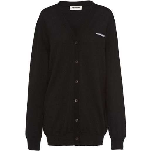 Miu Miu cardigan con logo - nero