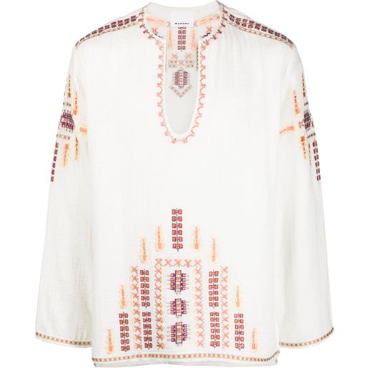 MARANT camicia ilya con ricamo geometrico - bianco
