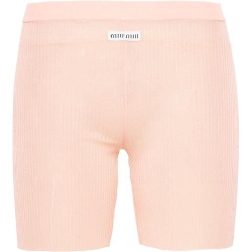 Miu Miu shorts con applicazione logo - rosa