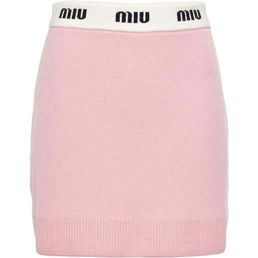 Miu Miu minigonna con banda logo - rosa