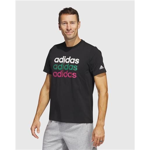 Adidas t-shirt multi linear nero uomo