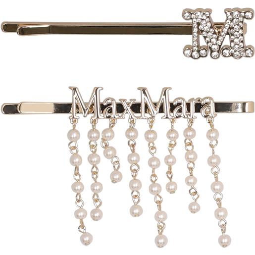 MAX MARA 2 fermacapelli / perle d'imitazione e cristalli