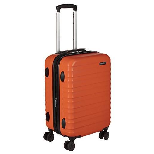 Amazon Basics - valigia trolley rigido, 55 cm (utilizzabile come bagaglio a mano di dimensioni standard), arancione