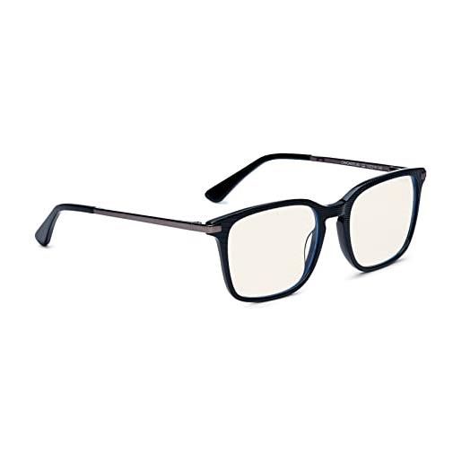 Bollé Safety prbchic108 chicago occhiali da contro, lente pc incolore, tecnologia prb420, bloccante della luce blu, montatura in acetato nero e gunmetal per uomo