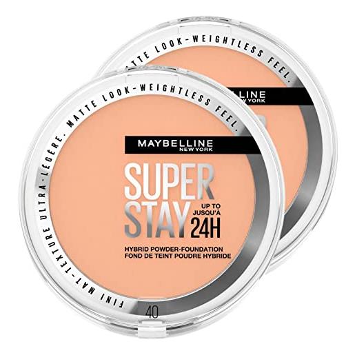 Maybelline new york super stay hybrid fondotinta in polvere opacizzante waterproof effetto matte colore 40 per pelli miste e grasse lunga tenuta 24h - 2 cosmetici