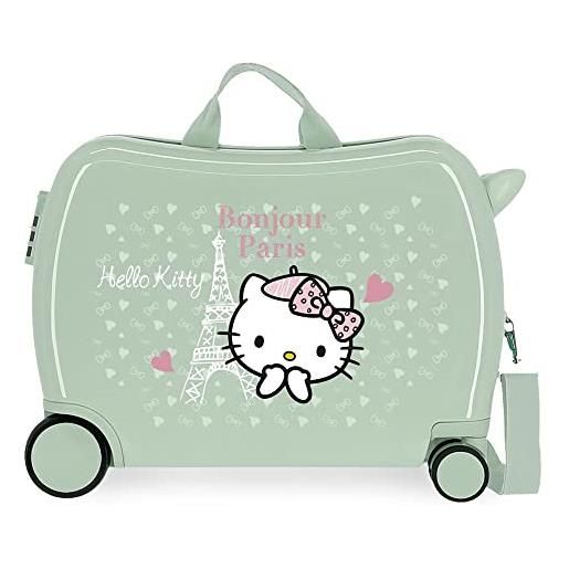Hello Kitty paris valigia per bambini verde 50x39x20 cm abs rigido chiusura a combinazione laterale 34l 1,8 kg 4 ruote bagaglio a mano
