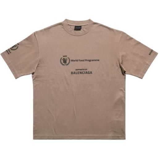 Balenciaga t-shirt wfp con stampa - marrone
