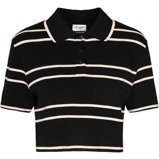 SAINT LAURENT polo cropped in cotone