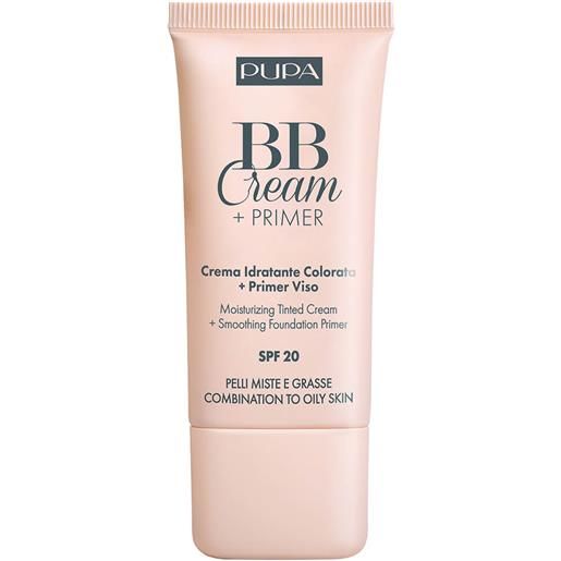 Pupa bb cream + primer crema idratante colorata + primer viso - pelli miste e grasse 01 - nude
