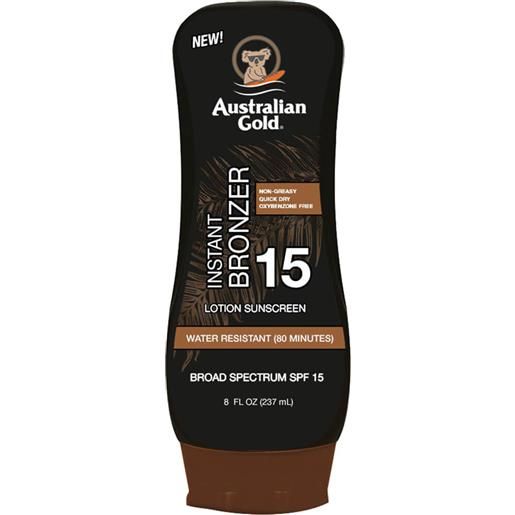 Australian Gold lotion sunscreen instant bronzer water resistant spf15