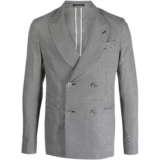 Emporio Armani blazer doppiopetto con motivo pied-de-poule - nero