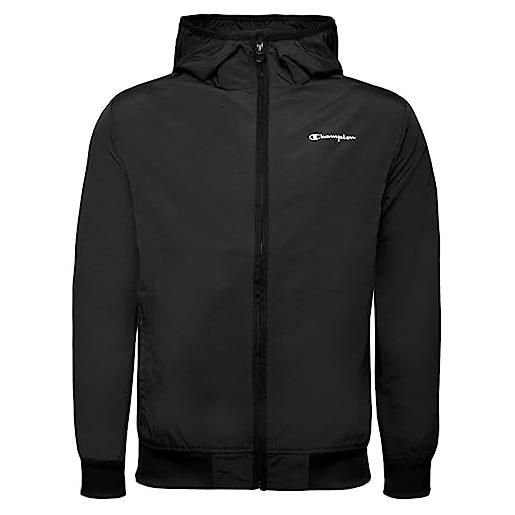 Champion legacy outdoor coated woven nylon small logo hooded giacca, nero, l uomo