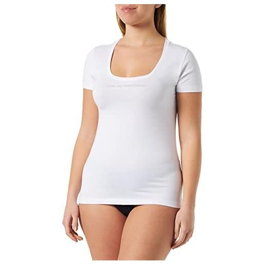 Emporio Armani maglietta a girocollo basic cotton t-shirt, bianco, l donna