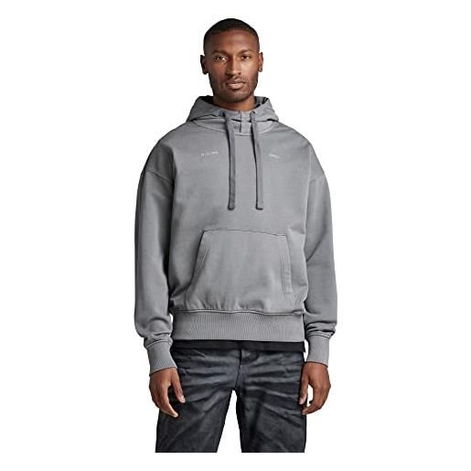 G-STAR RAW men's garment dyed oversized hoodie, grigio (granite gd d22327-d249-b810), m