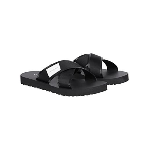 Calvin Klein Jeans sandali uomo prefresato crisscross badge sandali da bagno, nero (black), 46 eu