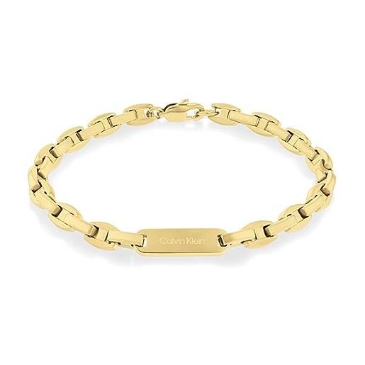 Calvin Klein braccialetto a catena da uomo collezione bold metals in acciaio inossidabile, oro (yellow gold), taglia unica