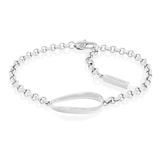 Calvin Klein braccialetto a catena da donna collezione playful organic shapes in acciaio inossidabile, argento (silver), taglia unica