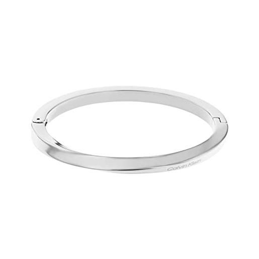 Calvin Klein bracciale da donna collezione twisted ring in acciaio inossidabile, argento