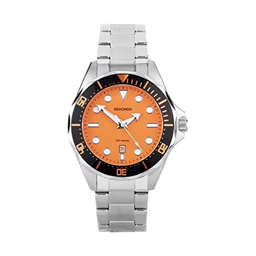 Sekonda 30085 - orologio subacqueo da uomo, 200 m, con bracciale in acciaio inossidabile, argento, bracciale