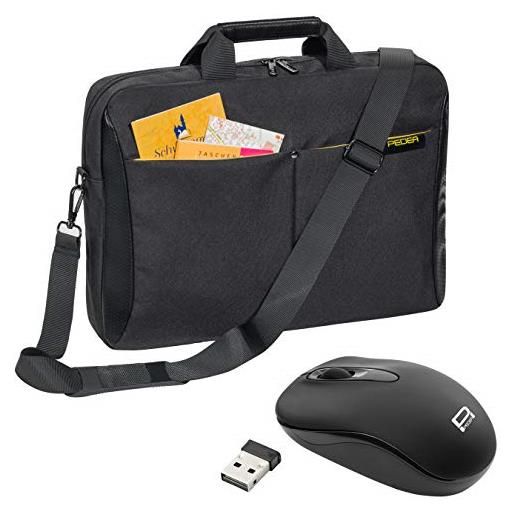 PEDEA borsa per pc portatile lifestyle borsa per notebook fino a 15,6 pollici (39,6 cm) borsa con tracolla, incluso mouse wireless, giallo