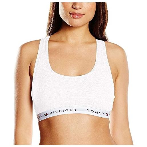 Tommy Hilfiger logo strap bralette reggiseno sportivo, white 100, m donna