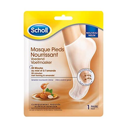 Scholl maschera piedi nutriente e idratante miele e mandorla per pelli secche - cura dei piedi - 2 calzini