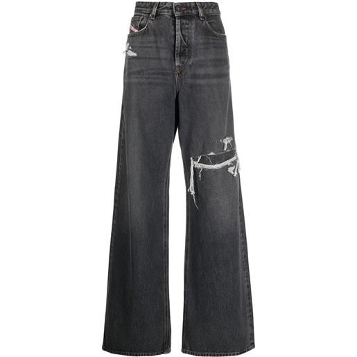 Diesel jeans a gamba ampia con effetto vissuto - grigio