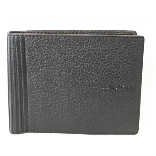 Samsonite portafoglio in pelle con portamonete uomo Samsonite double leather black 139984