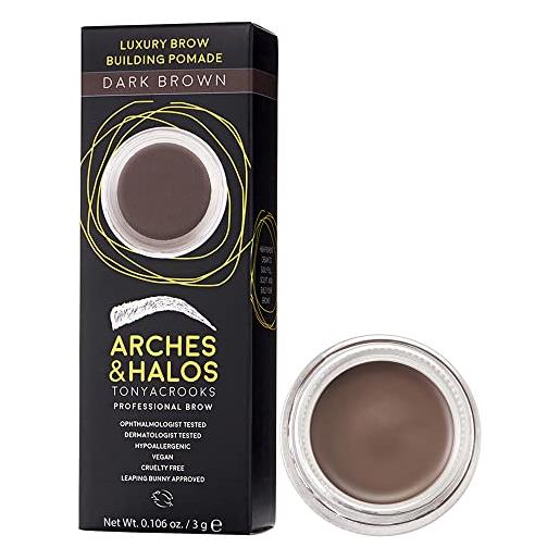 Arches & Halos pomata per infoltire sopracciglia lusso - crema gel tinta - riempire, modellare e definire - cosmetico vegano e senza crudeltà - castano scuro - 3 g