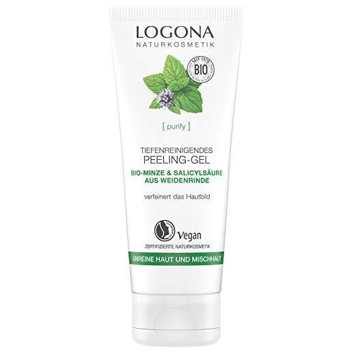 Logona naturkosmetik gel esfoliante per la pulizia profonda, perfeziona e rinfresca la pelle, esfolia delicatamente e libera dalle cellule morte della pelle, vegano, 100 ml