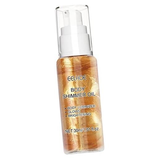 Perfeclan body shimmer oil multiuso glitter waterproof cosmetics smooth for foundation women, dorato