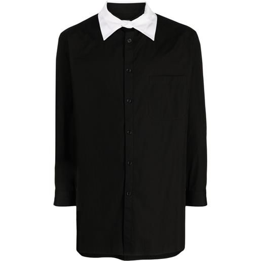 Yohji Yamamoto camicia con colletto a contrasto - nero